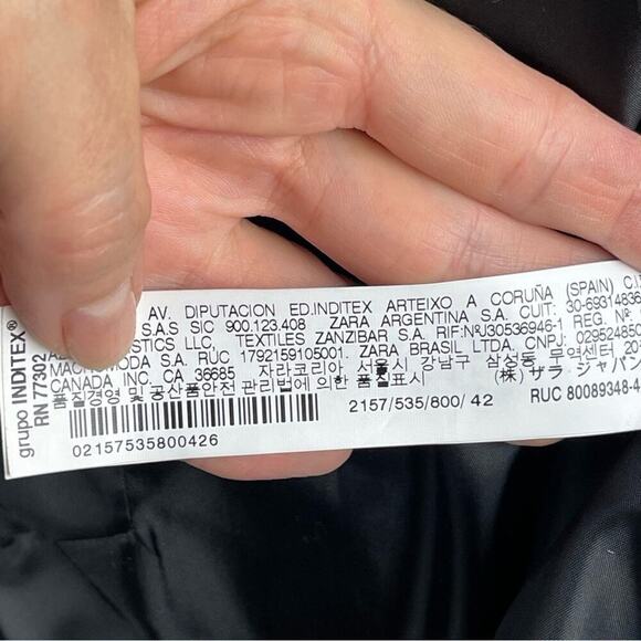 Zara Single Breasted Black Long Classic Fit Blazer Jacket Shoulder Pads Size 10 - Picture 11 of 14